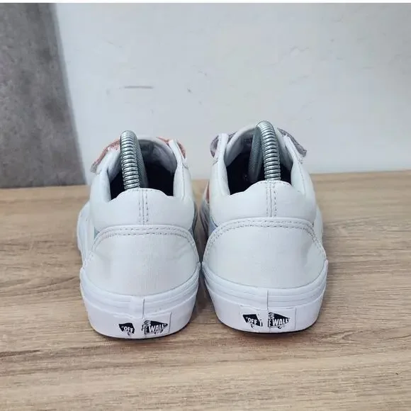 VANS Kids Size 3 Shoes White Rainbow Casual School Play Sneakers Youth Skate - Picture 3 of 10